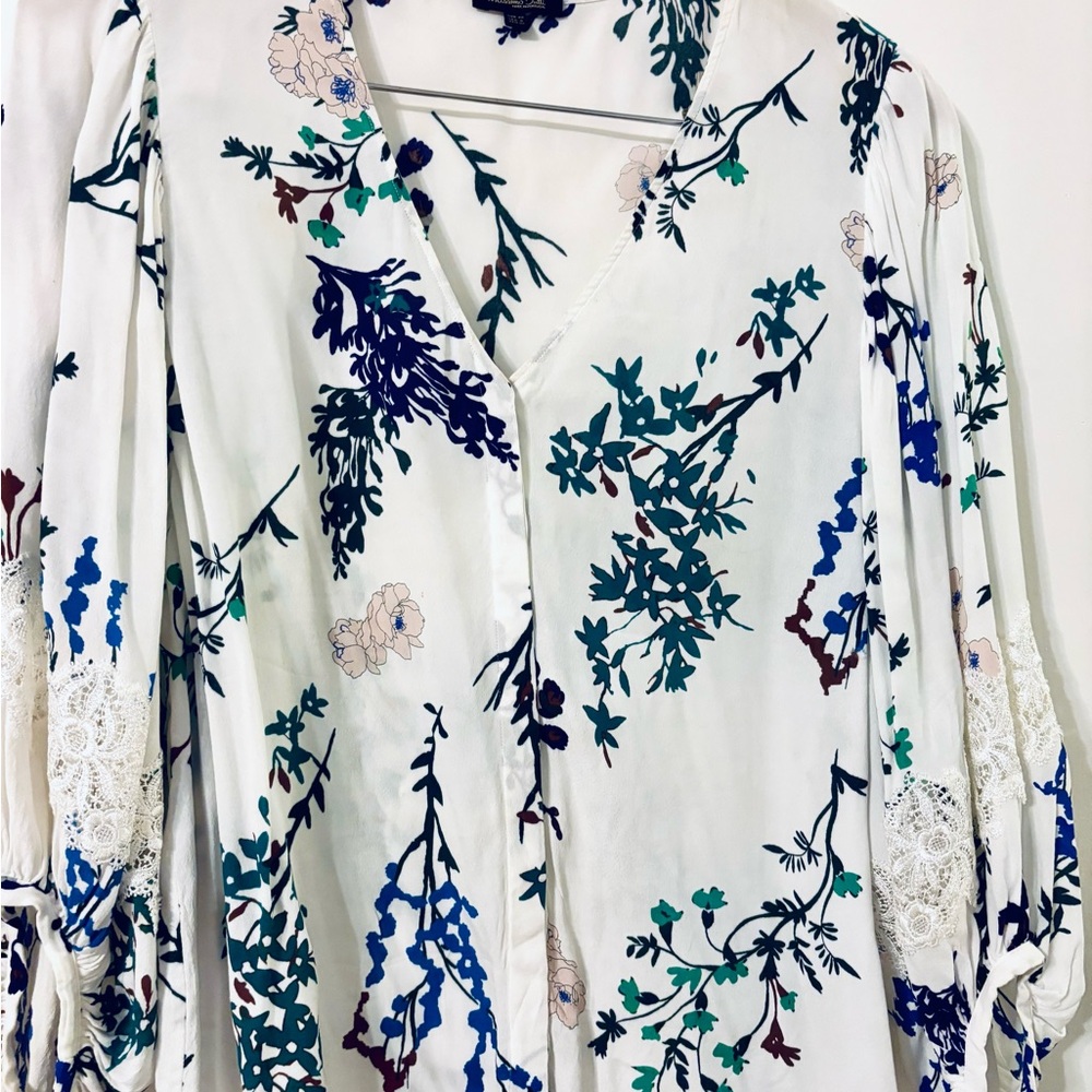 Massimo Dutti White and Blue Blouse